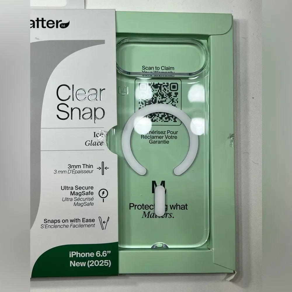 Matter Clear Snap MagSafe Case Ice/Glace iPhone 6.6” (2025) Open Box New